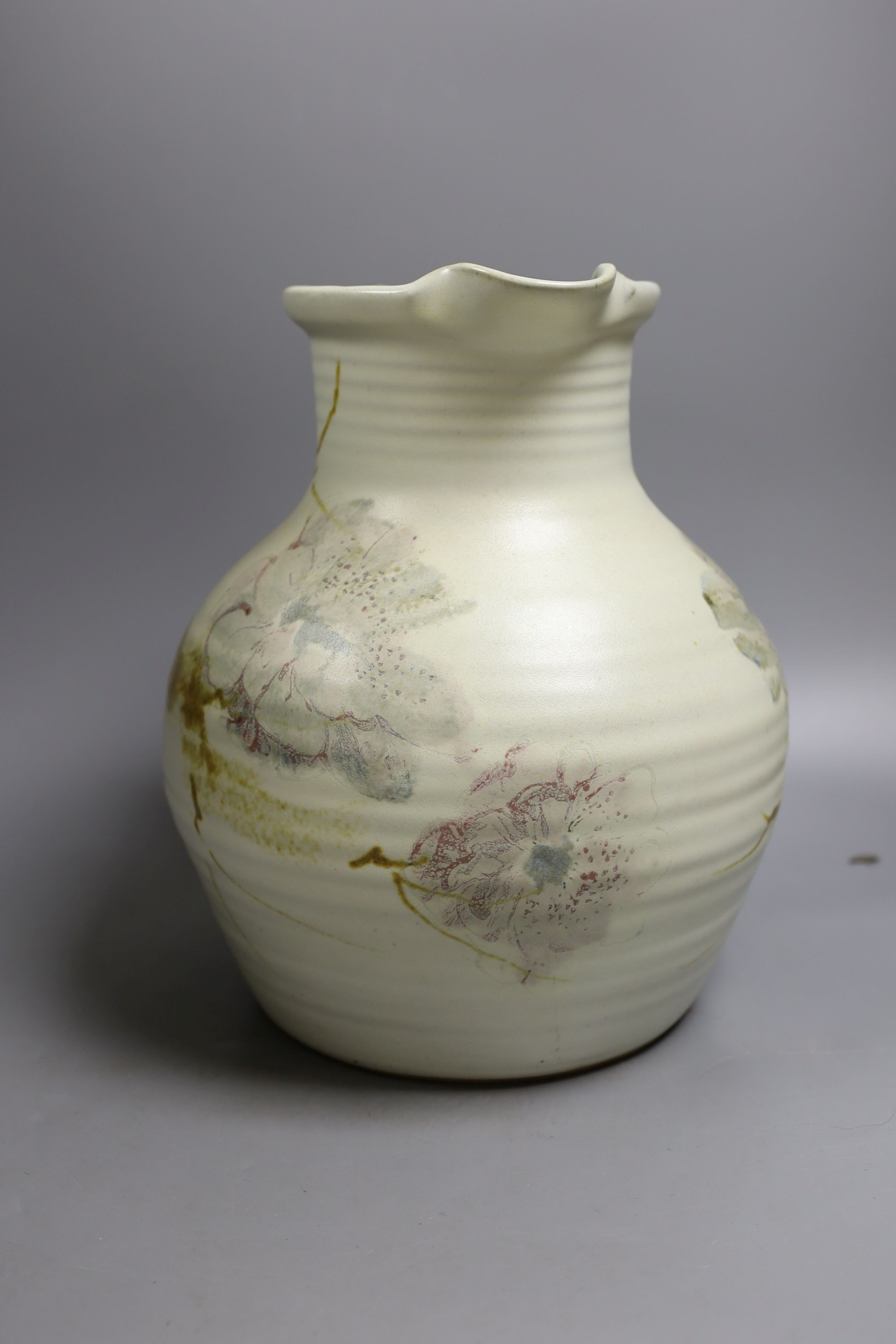 David Eeles, studio pottery jug, impressed mark DE, 32cm